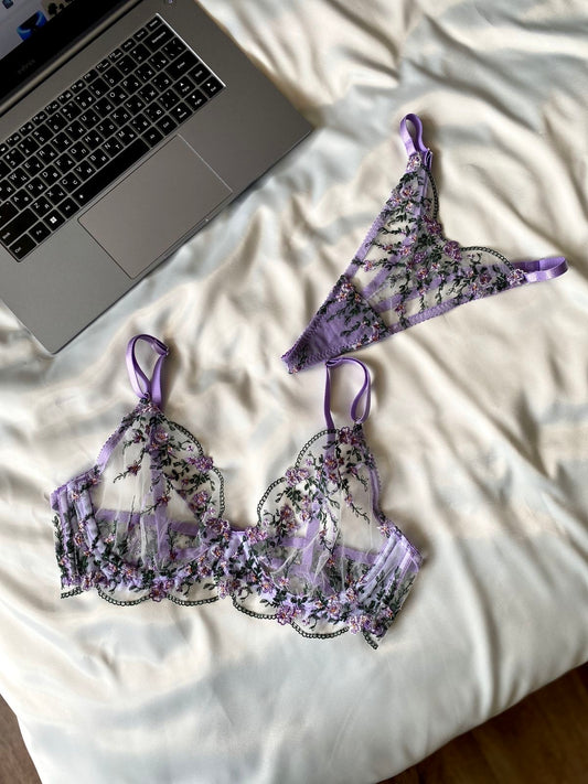 BLOOM ORIGINAL Ensemble de soutien gorge avec broderie floral